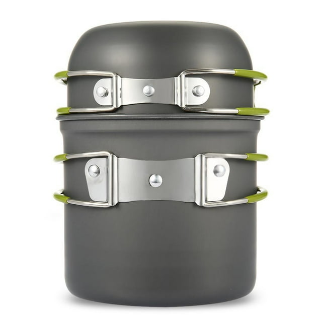 SHISUYAN 2pcs Outdoor Cookware Camping Pans and Pots Cook Set Hiking Backpacking Picnic Cooking Tool