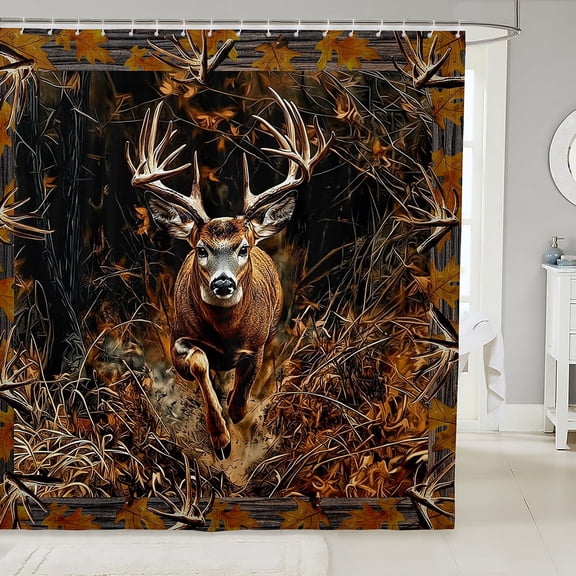 Manfei Woodland Safari Deer Shower Curtain 72Wx72L for Female Men Women,Jungle Animal Bath Curtain,Vintage Aesthetic Bathroom Curtain 72Wx72L,Bathroom Decor(Waterproof)
