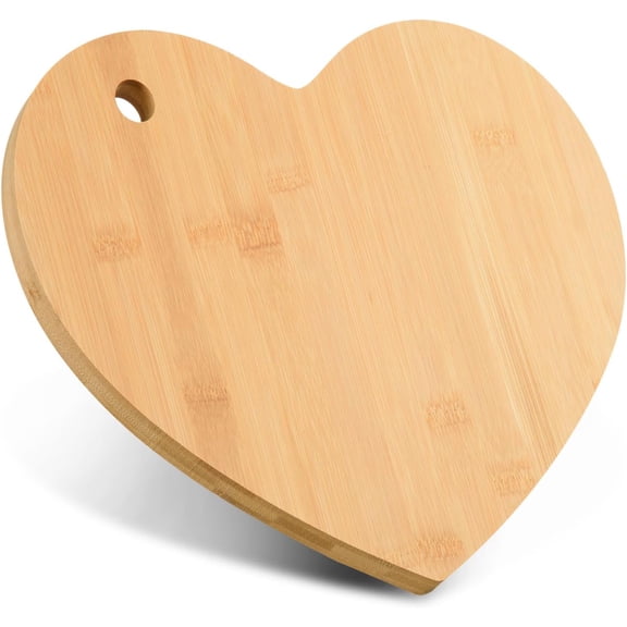 CERPXFF-Heart Shaped Cutting Board Valentine's Day Charcuterie Board with Hole Wood Bread Cheese Serving Tray Platter Kitchen Bamboo Chopping Board for Wedding Housewarming Present,12.01x9.84x0.59 In