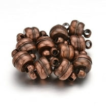 100 Set Brass Magnetic Clasps with Loops Oval Red Copper 11x7mm Hole: 1.5mm