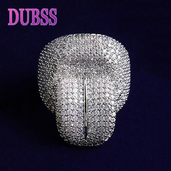 DUBSS Iced Out Tongue Ring for Men Real Gold Plated Cubic Zirconia Hip Hop Jewelry