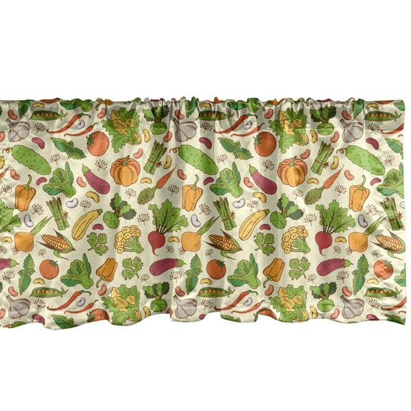 Ambesonne Vegetable Window Valance, Cuisine Cooking Theme, 54" X 18", Multicolor
