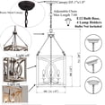 thumbnail image 7 of 4-Light Farmhouse Wood Chandelier Rustic Kitchen Pendant Light Fixture Square Wooden Ceiling Hanging Lighting for Dining Room, Island, Foyer,, 7 of 7