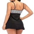thumbnail image 2 of FNNMNNR Women Bathing Suit Striped Padded Dress Low-Waist Shorts Swimsuit, 2 of 6