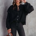 thumbnail image 2 of Chaqueta negra con cordones para citas elegantes, talla L Blusa elegante de manga larga con volantes y cuentas, 2 of 6