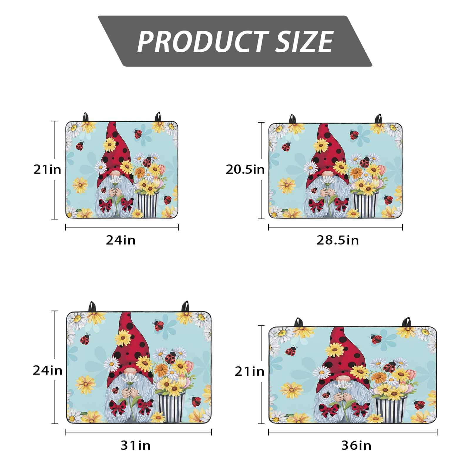 Aqua Gnomes Daisy Stove Top Cover for Electric Stove, Heat-proof & Non Slip Glass Top Stove Cover Protector, Pastoral Country Garden Floral Kitchen Flat Cooktop Rubber Mat 24x21 Inches