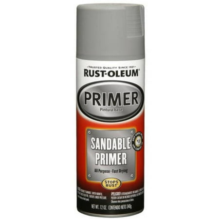 Rust-Oleum 249415 Automotive Spray Primer, Sandable, Grey, 12-oz.