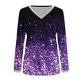 thumbnail image 5 of Hfyihgf Womens Tops Dressy to Wear with Leggings Sequins Trim V Neck Glitter Printed Graphic Elegant Long Sleeve T-Shirts Blouses(Purple,L), 5 of 5