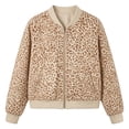 thumbnail image 3 of Zijinkuiwen Women Leopard Print Bomber Jacket Zip Up Long Sleeve Ribbed Cuffs Outerwear for Casual Daily Wear, 3 of 7