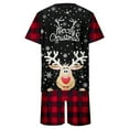 thumbnail image 5 of Tisuna Christmas Family Matching Set Reindeer Plaid Print Short Sleeve Crew Neck Homewear Loose Comfortable Dad Tops And Shorts Set Red Size M, 5 of 5