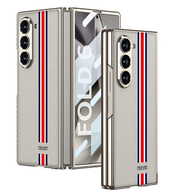 PU Case for Z Fold 6, Z Fold 6 Case Ultra-Thin Tempered Glass Phone Case, Protective Cover for Samsung Galaxy Z Fold 6 5G
