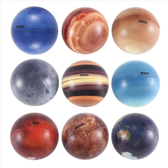 Solar System Stress Balls Anti Stress Ball Planets for Kids Solar System Toys Model Squishy Balls Educational Toy,9 x Planet Bouncy Ball