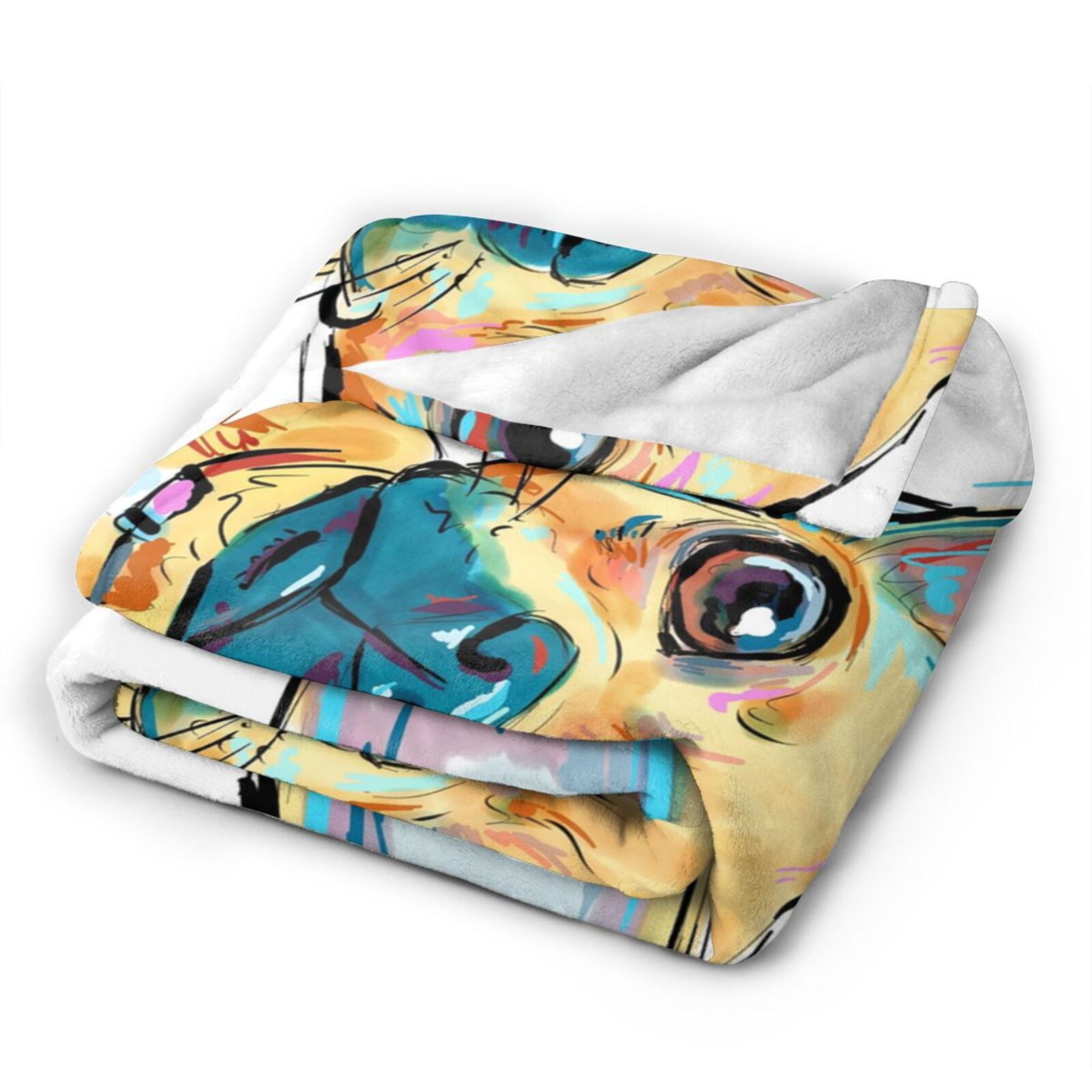 Wijzvio Chihuahua Dogs Throw Blanket Soft Fuzzy Fleece Blanket For Couch Bed Living Room Decoration 50"X40"