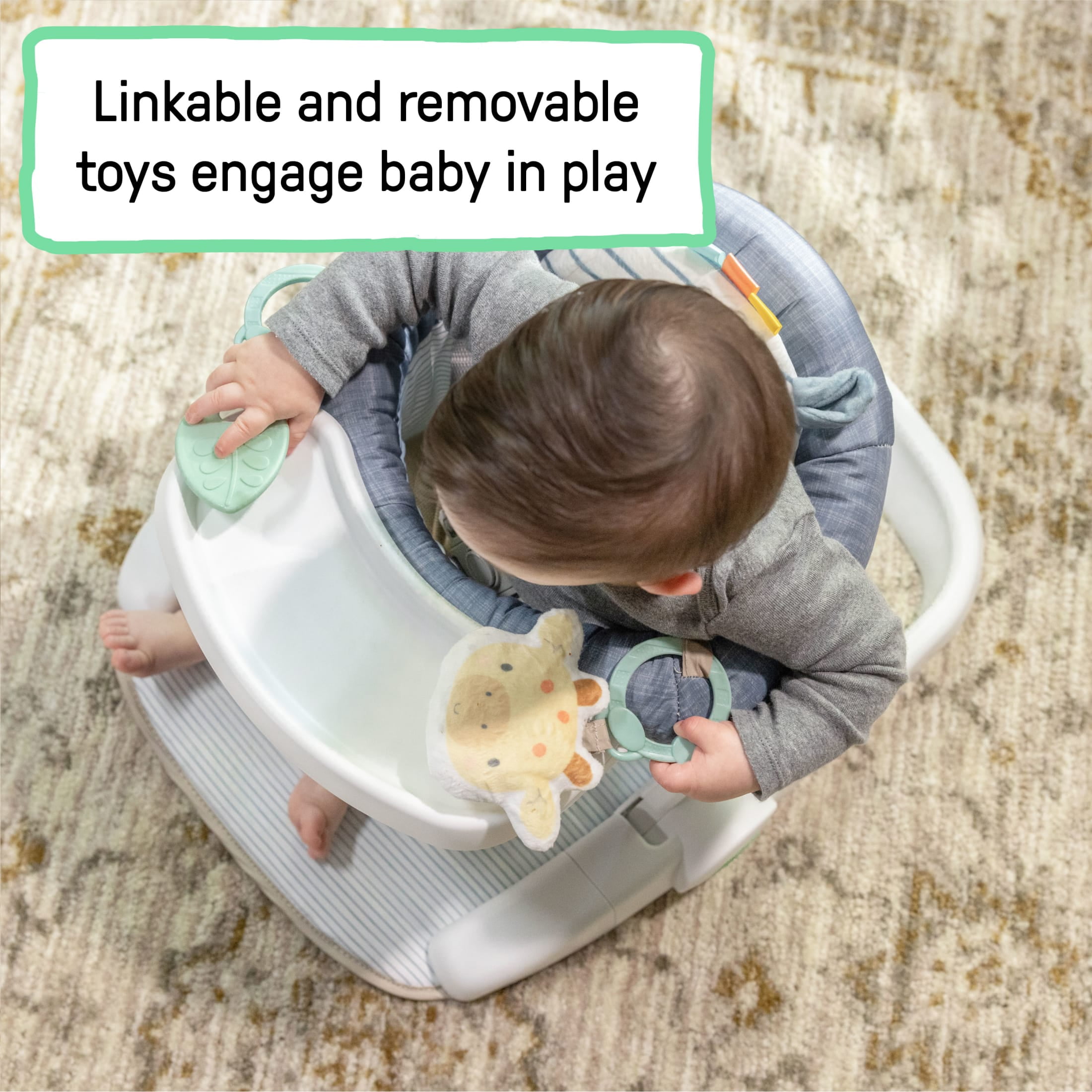 Ingenuity Prop Spot Learn-to-Sit Floor Seat Casi, Blue, Unisex, Ages 4-12 Months