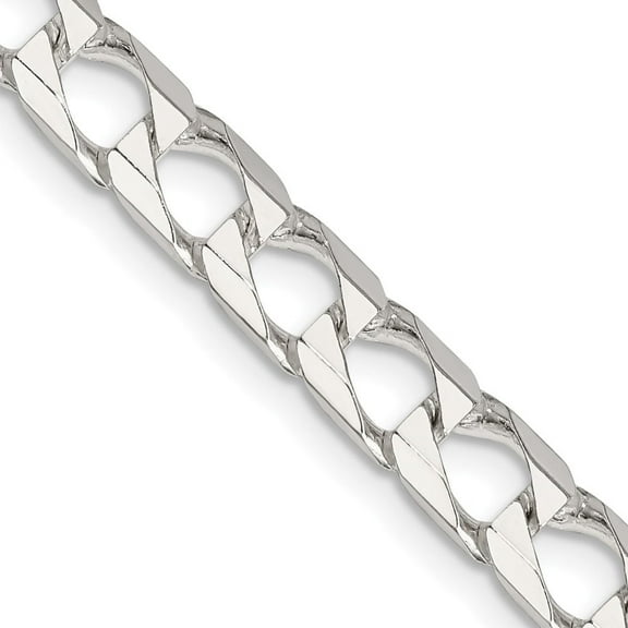 Diamond2Deal 925 Sterling Silver 6.25mm Diamond-Cut Square Curb Chain Necklace for Men 20"