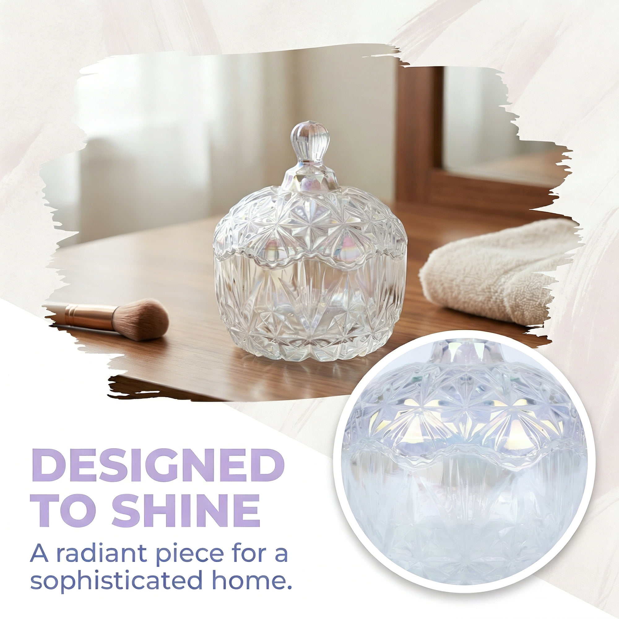 Unique Bargains Crystal Glass Candy Dish With Lid Vibrant Colors 4.1" x 4.1" x 5.5"