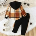 thumbnail image 6 of Quealent Toddler Boy Clothes Plaid Button Down Long Sleeve Hooded Shirt Tops Pants with Pockets 2Pcs Fall Winter Outfits Black for Size 4-5 Years, 6 of 8