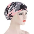 thumbnail image 4 of Herrnalise Women Print India Hat Muslim Ruffle Chemo Hat Beanie Wrap Cap, 4 of 6