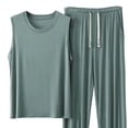 thumbnail image 6 of VBVC Men's and Men's Plus Sleeveless Drawstring Loungewear Set with Pockets,Soft Modal Tank Top and Jogger Pant For Men,Green,L-5XL, 6 of 6