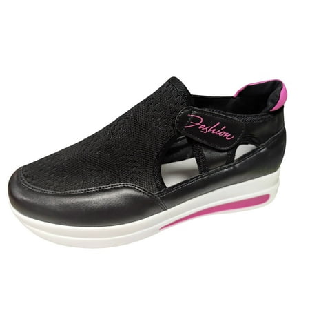 

TOYFUNNY Flat Heel Mesh Breathable Velcro Comfortable Large Size Womens Casual Shoes