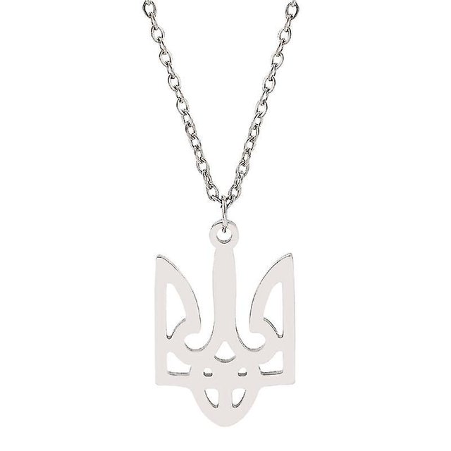 Collar con colgante de símbolo de tridente, emblema nacional de Ucrania, plata/oro/oro rosa