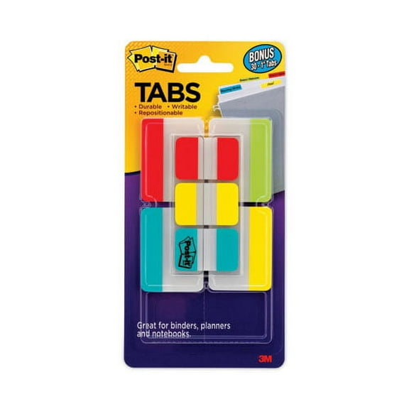 Tabs Value Pack, 1/5-Cut And 1/3-Cut Tabs, Assorted Colors, 1" And 2" Wide, 114/pack | Bundle of 2 Packs