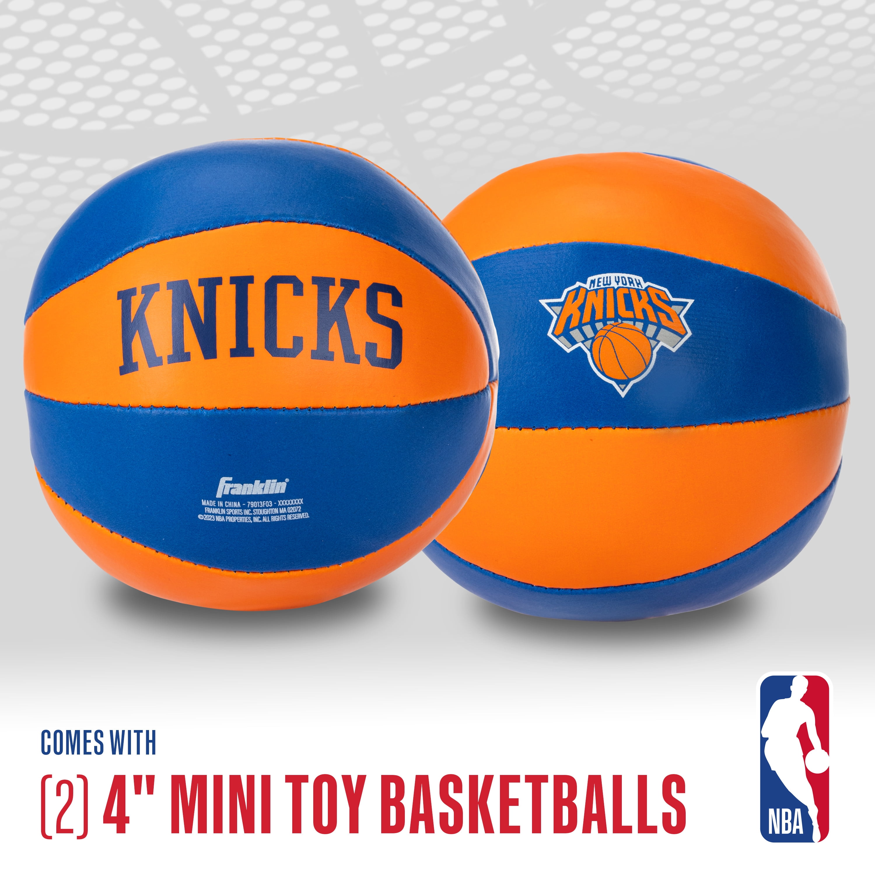 Franklin Sports NBA New York Knicks Toy Basketballs - 2 Pack of Kids Soft Mini Basketballs for Over the Door + Indoor Hoops - NBA Fan Shop Kids Soft Toy Basketballs - (2) Mini Balls Included