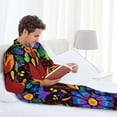 thumbnail image 6 of Kdxio Colorful Floral Men’s Pajama Set Pajamas For Men 2 Piece PJ Set with Men Pajama Pants and Long Sleeve T-Shirt Lounge Set-Large, 6 of 7