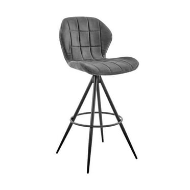 26 in. Catalina Counter Height Bar Stool in Charcoal Fabric & Black Finish