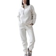 thumbnail image 1 of Innerwin Tracksuit Set Long Sleeve Womens Lounge Sets Exercise Solid Warm Two Piece Outfit White M, 1 of 6