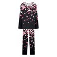 thumbnail image 6 of BiZtdJrK Womens Pajamas Sets Valentine's Day 2 Piece Cotton Loungewear Casual Button V Neck Pleated Pullover Matching Elastic Waist Trousers Pjs Outfits Pink M Todays Sales, 6 of 8