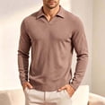 thumbnail image 2 of Cmfcve Johnny Collar Knit Shirts for Men Dralon Fleece Long Sleeve Pullover Tops Fall Casual Business Layering Shirts, 2 of 6