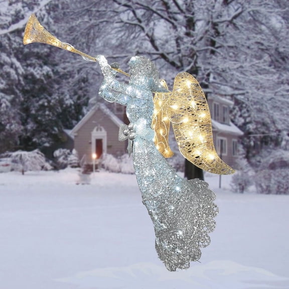 HALJEN Yard Statues Outdoor and Garden Plan Acrylic Luminous Angel Garden Decoration Christmas Ornaments Gift Desktop Novel Luminous Ornaments