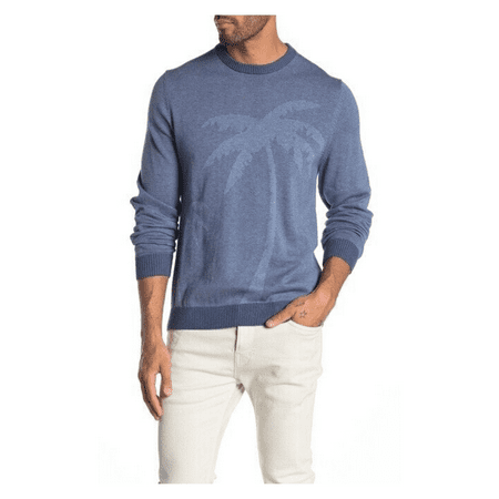 Tommy Bahama Tonal Palm Crew Neck Sweater-Blue-Size M
