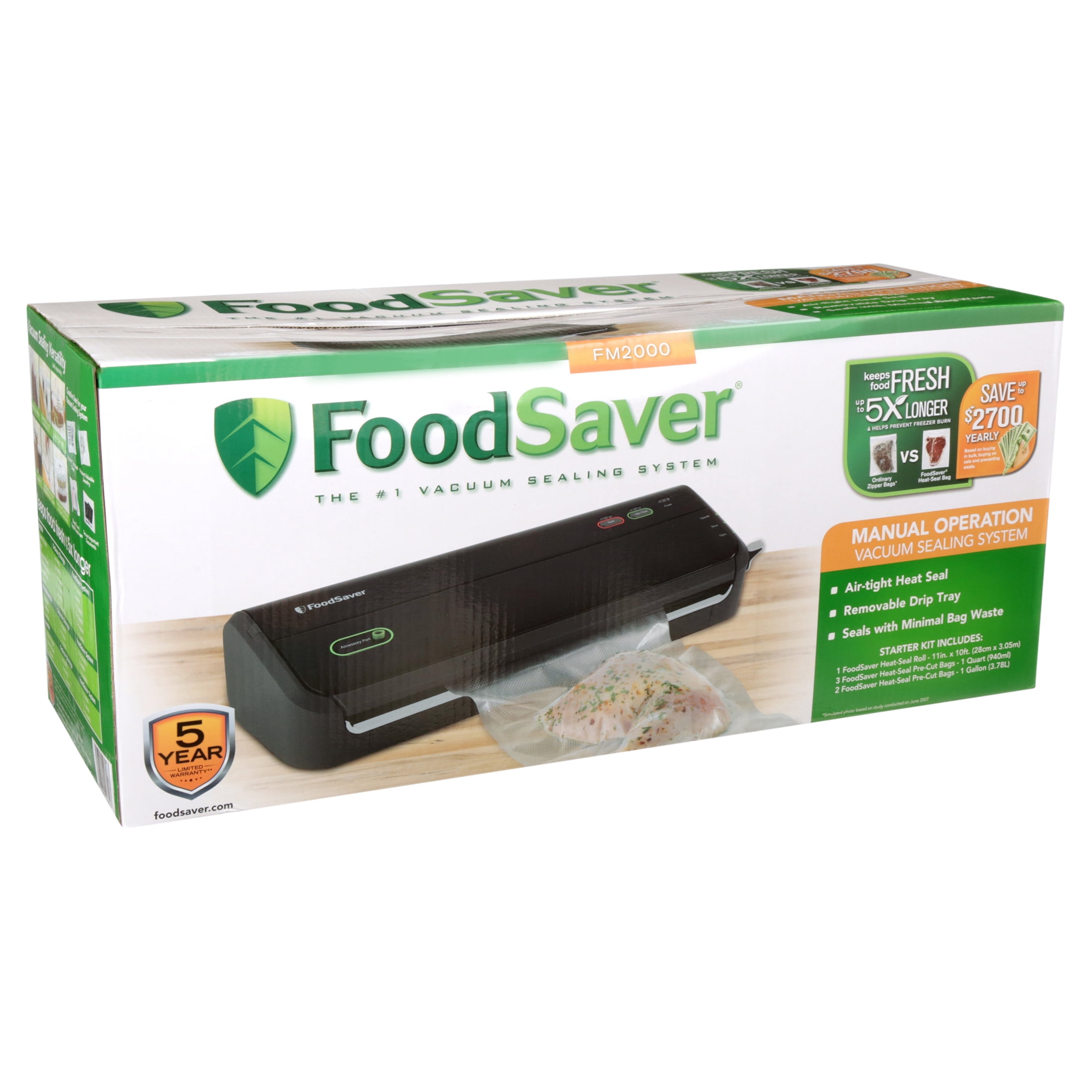foodsaver fm2000 vacuum sealer machine with starter bolsas and rolls