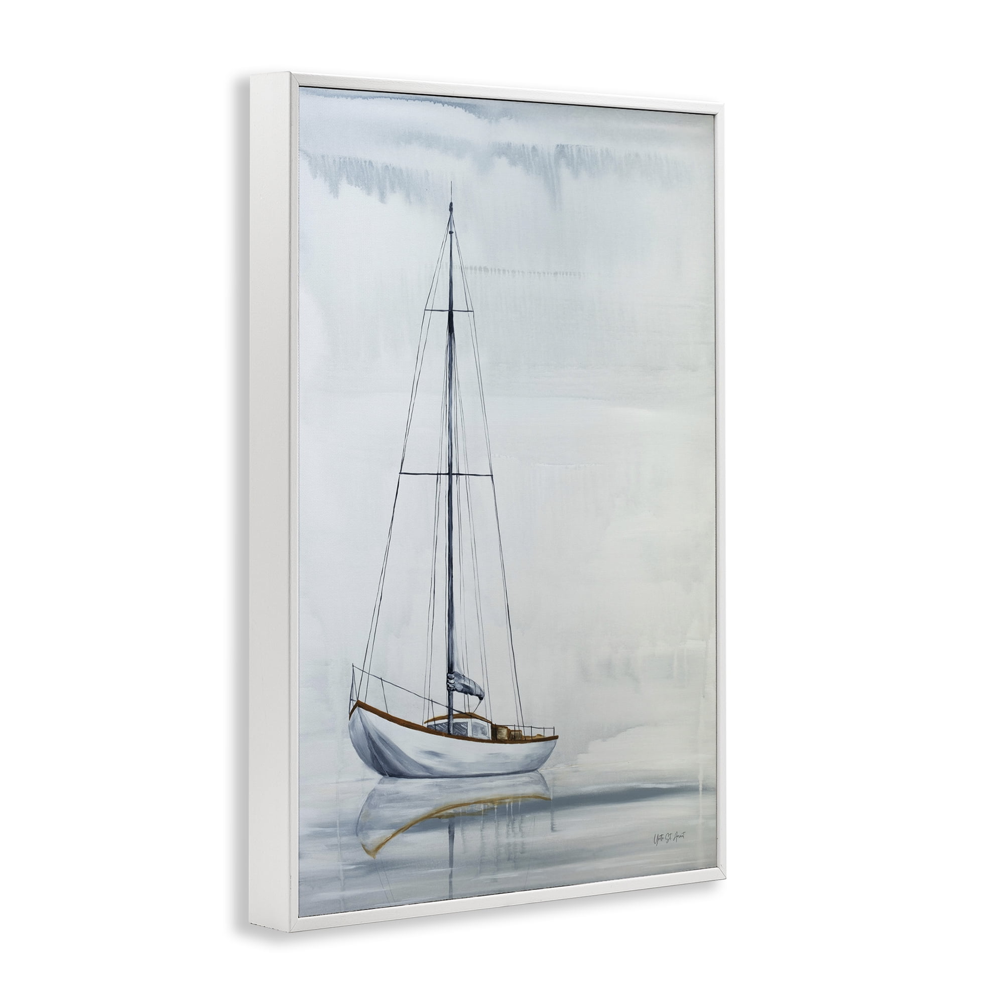 Stupell Industries Sail The Horizon Transportation Painting White Framed Art Print Wall Art, 12 x 18