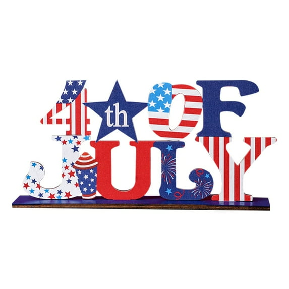 Fourth of July Table Decoration, Patriotic Table Centerpiece Sign Wooden Independence Day Gift Happy Senior 2022 for Patriotic Party Dinner Coffee Table Topper House School Classroom, 7.87 x 4.72 In