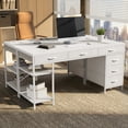 thumbnail image 4 of Amadwell 47" Desk with Drawers & Storage, Office Desk with Reversible Shelves, Gaming Computer Desk, White, 4 of 9