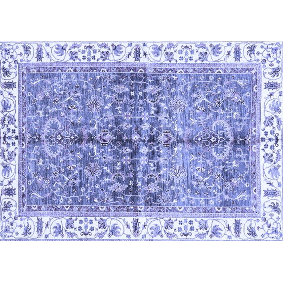 Ahgly Company Machine Washable Indoor Rectangle Oriental Blue Traditional Area Rugs, 4' x 6'