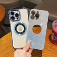 thumbnail image 3 of Compatible with iPhone 14 Pro Max Case MagSafe Glitter Cute Bling Plating Luxury Cutout Visible Logo Camera Protection Phone Cases Compatible with Magnetic for Women Girls 6.7" - Blue, 3 of 13