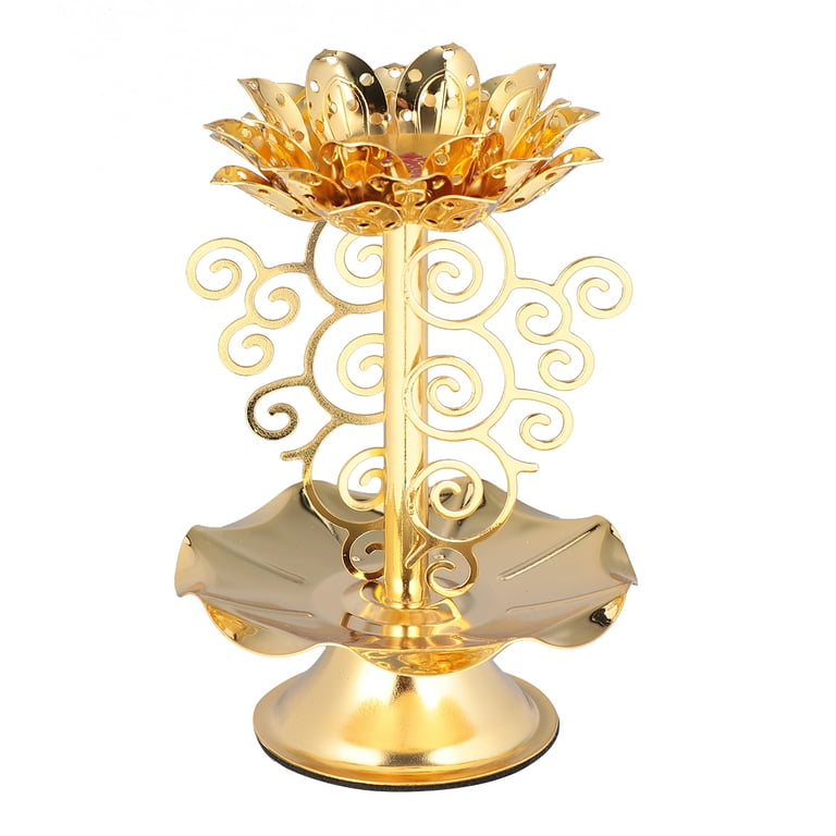 Frcolor Candle Holder Candelabra Candlestick Altar Lamp Creative Stand  Lantern Supplies Ghee Menorah Victorian Decor Gold 