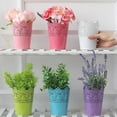 thumbnail image 4 of Multi-functional Cut out Design Metal Plant Pot Bucket Candy Color Hollow Flower Pot Desk Makeup Brush Holder, 4 of 9