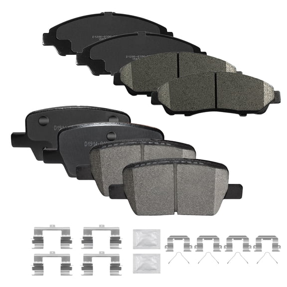 ACB ZONE Front & Rear Disc Ceramic Brake Pads Set w/Hardware Fit for 2018 2019 2020 Chevy Traverse 2019-2020 Blazer 2017-2020 GMC Acadia 2018-2020 Buick Enclave