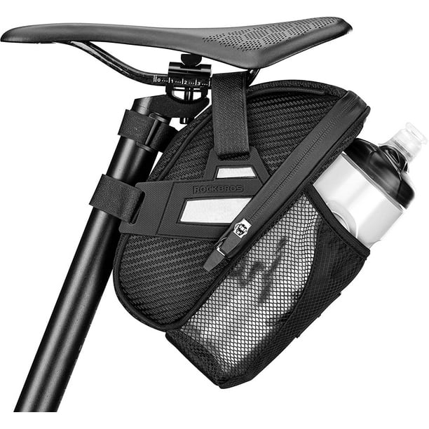 Bolsa de sillín de bicicleta reflectante de gran capacidad con bolsillo para botella de agua para bicicletas MTB y de carretera
