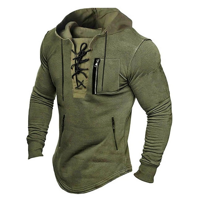 AWZXDE Chandail à Capuche Décontracté à Lacets pour Hommes pour Printemps et Automne Manches Longues Vert,TG
