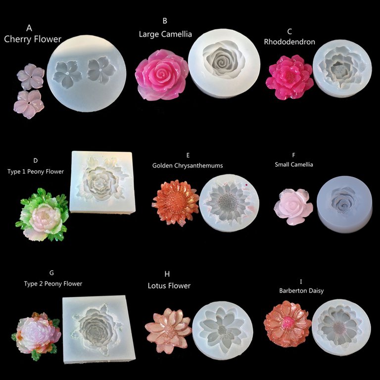 GENEMA 10 Styles 3D Flower Silicone Mold Resin Camellia Peony Daisy Lotus  Flower Pendant Jewlery Making Tools Epoxy Resin Molds 