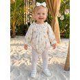 thumbnail image 6 of RUINIXCW Baby Girl Tulip Print Romper Long Sleeve Smocked Bust Bodysuit Headband, 6 of 7