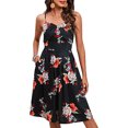 thumbnail image 2 of Vestido acampanado con cremallera para mujer con cuello en V y estampado sin mangas sexy a la moda para mujer Pompotops ghjkhdj7617, 2 of 5