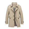 thumbnail image 4 of Dnzceghtig L;Abrigo verde militar para hombre, color liso, cuello vuelto, chaqueta de un solo pecho, cortavientos, informal, de negocios, gabardina, prendas de vestir exteriores para otoño e invierno, 4 of 5