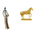thumbnail image 1 of Figura africana de escritorio, figura africana de arte, artesanía, estatua coleccionable de dama tribal, figura de caballo, material de resina premium, 1 of 8